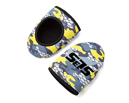 SLS3 Neoprene Cycling Shoe Covers | Shoe Warmers | Mountain Bike Shoe Covers | Windproof Waterproof (Yellow Camouflage, L/XL)