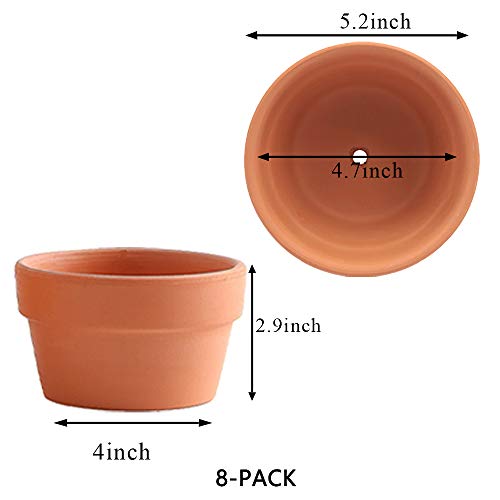 Yishang 5 Inch Shallow Terracotta Clay pots with Drain Hole,Ceramic
