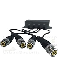 USG CCTV Balun de 4 canales con 4" Extensiones (BNC macho, 2 pin terminales de tornillo + RJ45 Jack) sólidos PREMIUM Modelo Rechazo de interferencias & Protección transitoria integrado, Pasivo, Over UTP Cable de vídeo