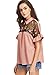 SheIn Women's Cute Embroidered Sheer Neck Ruffle Cuff Collared Blouse Small Pink