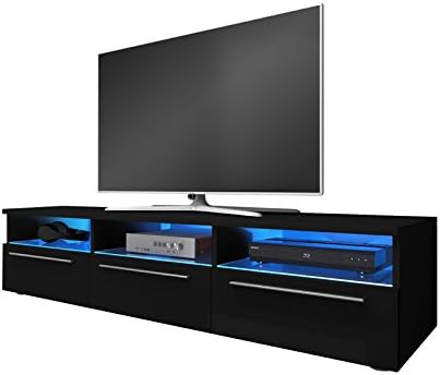 Fernsehschrank Tv Lowboard Fernsehtisch Led Schwarzer Amazon De Elektronik