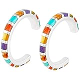 925 Sterling Silver Hoop Earrings with Genuine Turquoise & Gemstones