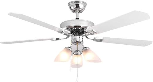 Jsauto 52 Inch White Ceiling Fan Wooden Leaf Ceiling Fan Lights