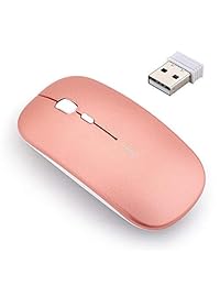 inphic mouse inalámbrico recargable, silencioso, mini mouse óptico ultrafino 1600 DPI para notebook, PC, laptop, computadora, MacBook (plateado), M talla, Rose gold