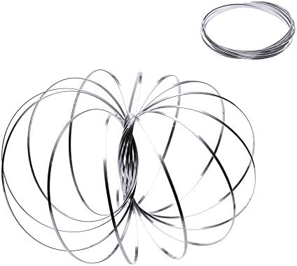 Beiyoyo Magic Flow Rings, Decompression Toys - Interactive Arm Bracelet 3D Kinetic Spring Bracelet Amazing Funny Festival Stuff - Circus Trick - Physics Labs - All Ages - Kids, Teen, Adult (Sliver)