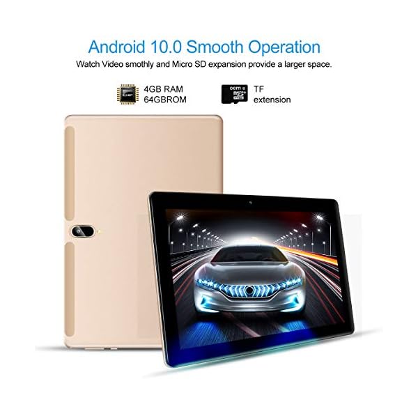 Padgene 10.1 Inch Google Android 10 Tablet, 4G Pad Phablet Tablets 4GB RAM 128GB ROM, Octa-Core 2.8 GHz Processor, 5G Wi-Fi, 1920P Full HD Display, Smart unlock, Type-C, 6000mAh Battery - Image 6