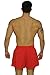 UZZI Men's Basic Swim Shorts Swimwear Dive Trunks RED/White Stripe