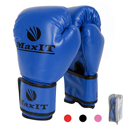 MaxIT Boxing Training Gloves for Kickboxing Punching Bag Mitt Sparring MMA Muay Thai or Fighting Sports - Blue 8oz