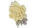 Alilang Enamel Cream Rose Flower Golden Tone Brooch Pin Aurora Borealis Crystal Rhinestone Pendant
