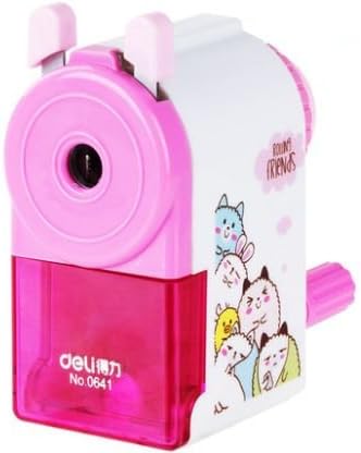 InnoDesktop Super Cute Cartoon Manual Rotary Pencil Sharpener, Best Pencil Sharpener for Kids and School (PINK)