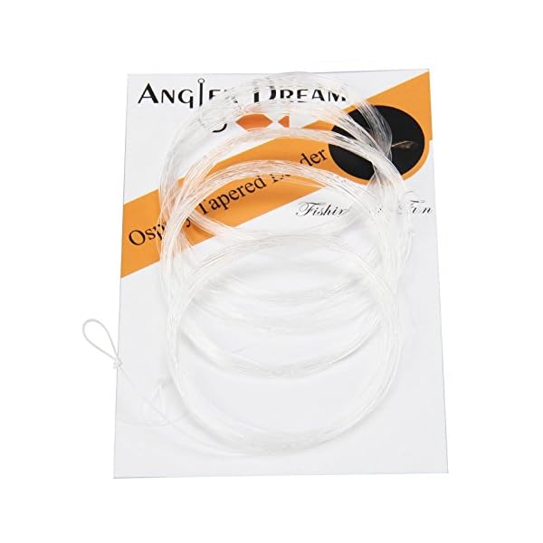 AnglerDream-Fly-Fishing-Tapered-Leader-Line-with-Loop-9FT-2X-6X-5-Pack-Clear
