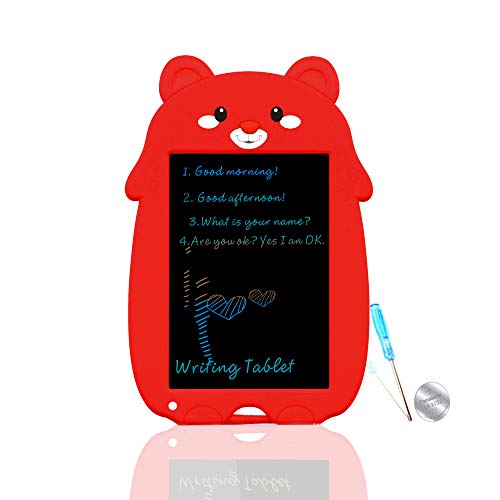 VNVDFLM Drawing Tablet Doodle Board Toys for Kids, LCD Color Bear Writing Tablet with Stylus Smart Paper for Drawing Writer, Birthday Easter Gifts for 6-9 Years Old Girls (Red-XX)