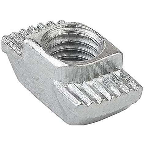 FullerKreg Hammer Head M8 T Nut Suitable for use with 10mm Slot Aluminium Profile, European Standard 45 Series,Carbon Steel, Nickel-Plated (Pkg of 25)