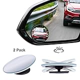 CARTMAN Automotive 2 Piece Round Mirror Blind Spot Mirror Kit 360 Degree Adjustable Safety Stick on (1 Pair)