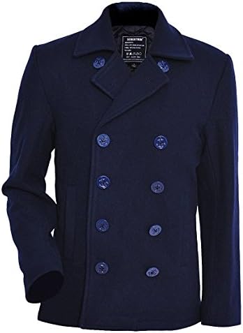 Mil-Tec Men's US Navy Pea Coat Black Size S at Amazon Men's