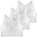 BRLIDO Cross-Back Wireless Sports Bra for Women Yoga Bras with Removable Pads