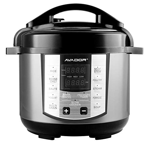 Avador AV-13CS603W 10 Preset Menu Pressure Cooker 6Qt/1000W, Stainless Steel Cooking Pot and Exterior