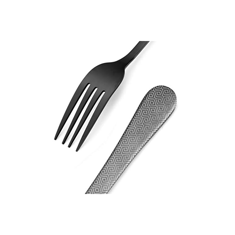 Matte Black Silverware Set , Satin Finish 20Piece Stainless Steel