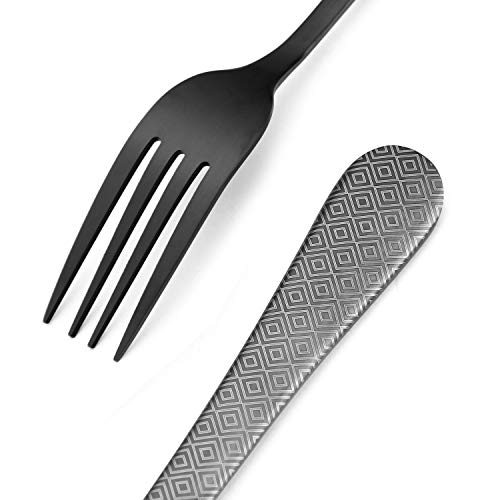Matte Black Silverware Set , Satin Finish 20Piece Stainless Steel