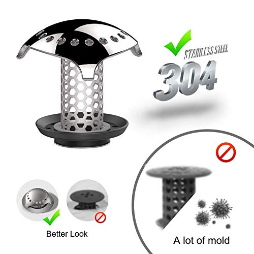 Uxoz 2 Pack Drain Hair Catcher,Stainless Steel Sink Drain Protector, Anti-Rust, Durable Use, Match Drain Sizes from 1'' to 1.42'' ...