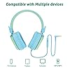 Kids-Headphones-Riwbox-CS6-Lightweight-Foldable-Stereo-Headphones-Over-Ear-Corded-Headset-Sharing-Function-with-Mic-and-Volume-Control-Compatible-with-iPadiPhonePCKindleTablet-BlueGreen Kids Headphones, Riwbox CS6 Lightweight Foldable Stereo Headphones Over Ear Corded Headset Sharing Function with Mic and…