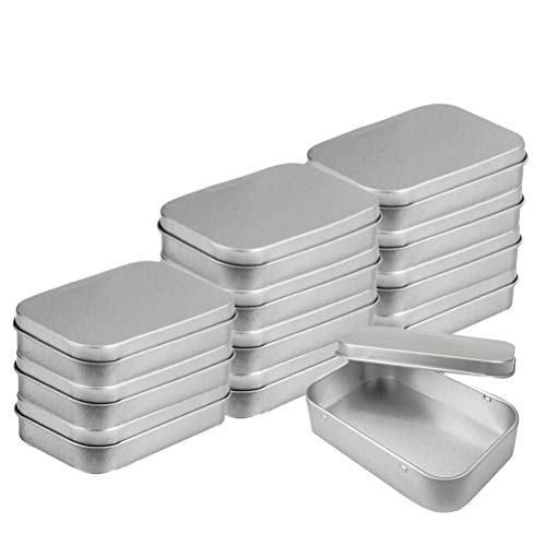 12 Pack Silver Metal Rectangular Empty Tins Box Containers Mini Portable Box Small Storage Kit, Home Organizer,3.7x2.4x0.8 inch