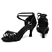 DKZSYIM Women's Satin Latin Dance Shoes Professional Ballroom Salsa Practice Performance Dancing Shoes,217-Black-7,US 7