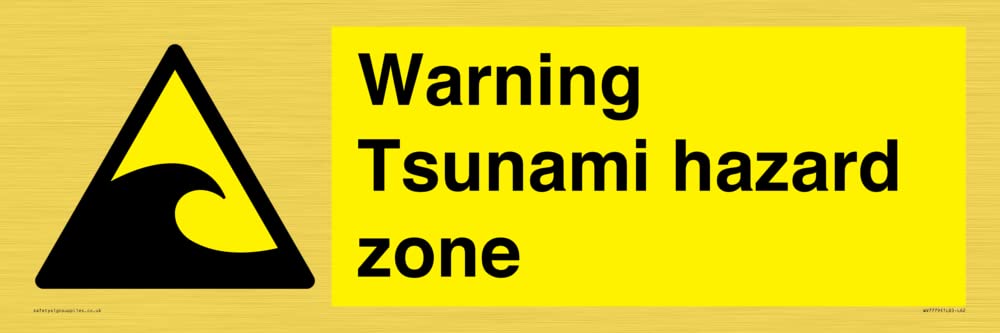 Warning Tsunami hazard zone Sign - 600x200mm - L62