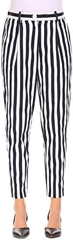 keliqq Women's Casual Striped Skinny Pants Business Harem Pants