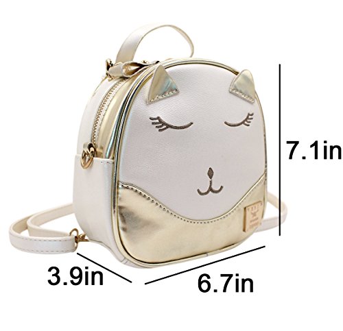 Eilova Mini Holographic Animal Cat Face School Backpack PU Book Bag Satchel for Women Girl Boy Kid