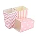 NUIBY Popcorn Boxes, Pink Trio (36 Pack) Polka Dot, Chevron, Stripe Treat Boxes - Small Movie Theater Popcorn Paper Bags for Dessert Tables & Wedding Favors