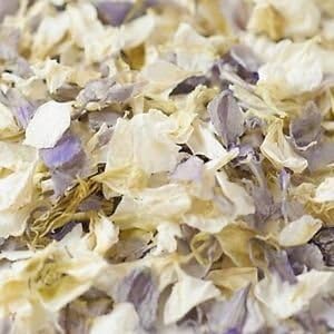 Natural Biodegradable Delphinium Wedding Confetti (All Colours All Sizes) (Lady Grey & Ivory, 1 Litre)