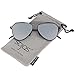 SOJOS Polarized Flat Mirror Lenses Sunglasses Classic Metal Double Bridge Glasses SJ1040 with Black Frame/Silver Mirrored Polarized Lens