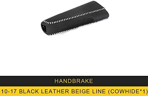 ANTEKE for Toyota Prado 2010-2017 car Styling DIY Sewing Gear Shift top Leather Cover Frame Trim Interior Accessories (Handbrake-[10-17 Black Leather Beige line1])
