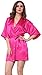 Joytton Women's Satin Kimono Robe with Embroidered Maid of Honor Fuchsia XL