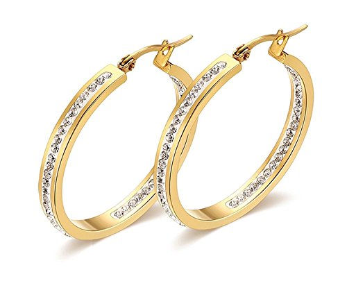 Ginasy hoop earrings in cz cubic zirconia gold plated j…