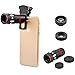 Cell Phone Lens Kit 4 in 1 by Snappy Pics iPhone camera lens, Android, Samsung, Smartphones, HTC, ipad, Tablets, Laptops Glass 10x Zoom Telescope + Fish-eye +Wide-angle + Macro Lens