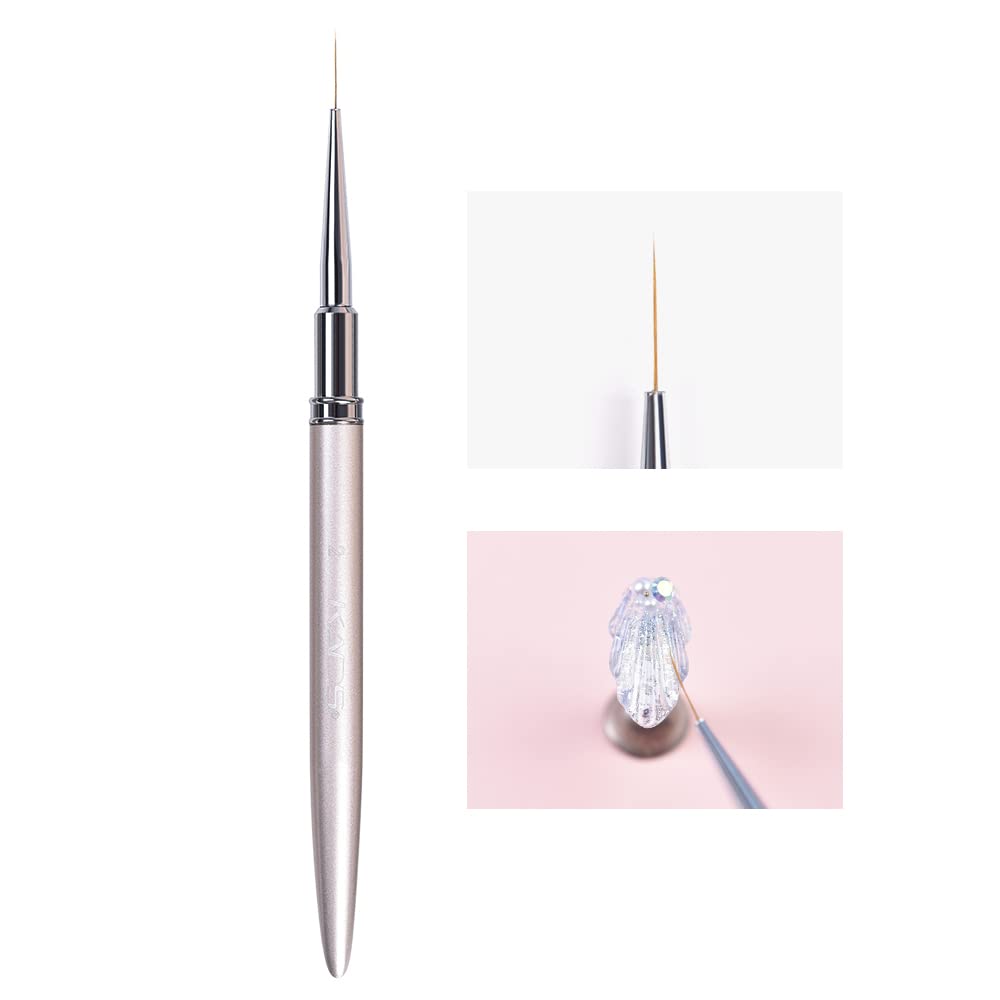 KADS Nail Art Liner Brushes Kolinsky Nail Art Brush Liner Brush UV Gel Polish Painting Nail Design Brush Metal Handle Nail Drawing Pens 8/15/20mm (15mm)