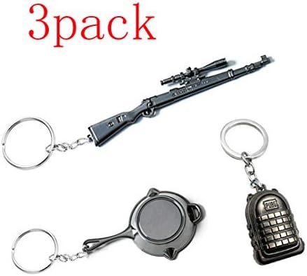 PUBG Gifts Souvenir Model Key Chain Accessories,Key Ring Kar98K+Pan+Package Metal Model for PUBG Fans