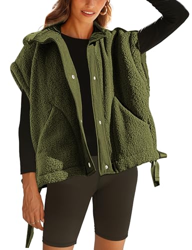 Yeokou Women's Fleece Vest Casual Sleeveless Button Down Winter Warm Sherpa Jacket with Pockets