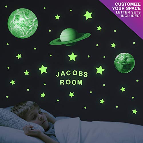 100 Pcs Glow In The Dark Stars And Planets Stickers For Ceiling