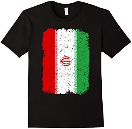 Men's Iran Iranian National Flag Vintage Distressed T-Shirt Medium Black