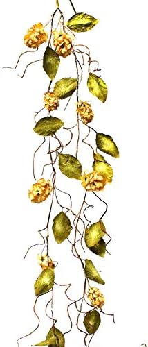 SILK DRIED HOPS GARLAND WITH FAUX LEAVES BEIGE/TAN