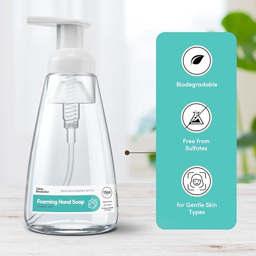 CLEAN REVOLUTION FOAMING HAND SOAP | GENTLE, MOISTURIZING | READY TO USE | REAL ESSENTIAL OILS | SPRING AIR | 15.25 FL OZ – MADE IN USA
