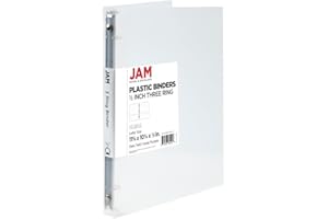JAM PAPER Plastic 0.5 inch Binder - Clear 3 Ring Binder - Sold Individually