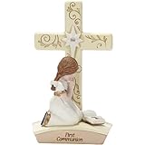 First Communion Praying Child Resin Stone Tabletop Cross