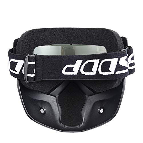 KKmoon Motormasker, afneembare bril en mond, filter voor open helmen, motorcross, skiën, snowboard, wit met getinte lens - Image 7