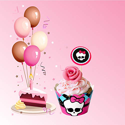Dream Loom Cupcake Toppers and Liners,24Pcs Holiday Pattern Cupcake Wrappers Baking Supplies,Cake and Muffin Decoration for Festival Theme and Birthday Party (Halloween) - Thumbnail 5
