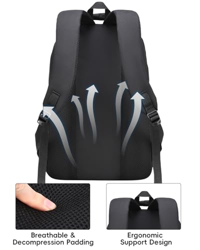 Amythe School Backpack for Teenage Boys, School Backpack Grand Capacity 28L for Youth Boy 10 to 18 Years, Waterproof Backpacks for Laptop 15.6 Inches, Black