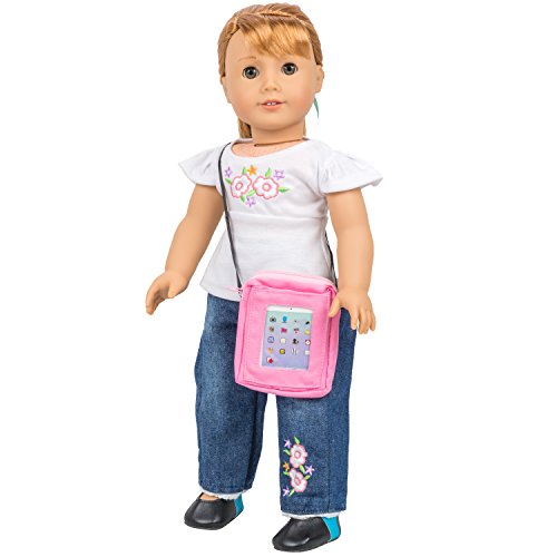Phone and Computer Tablet Set for American Girl Dolls (Premium Metal Construction, Includes Carry Bag)